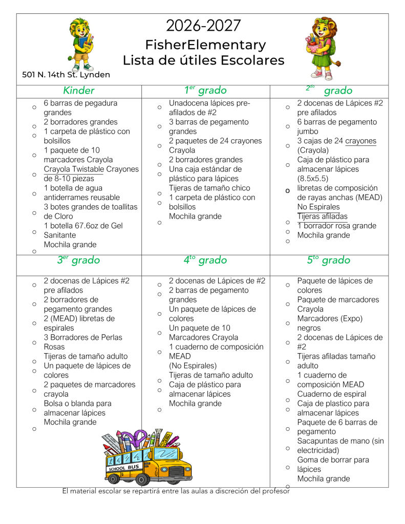 school supply list
