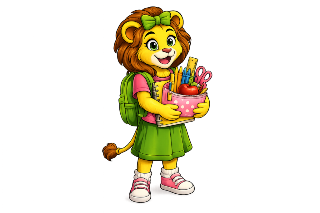girl lion school supplies