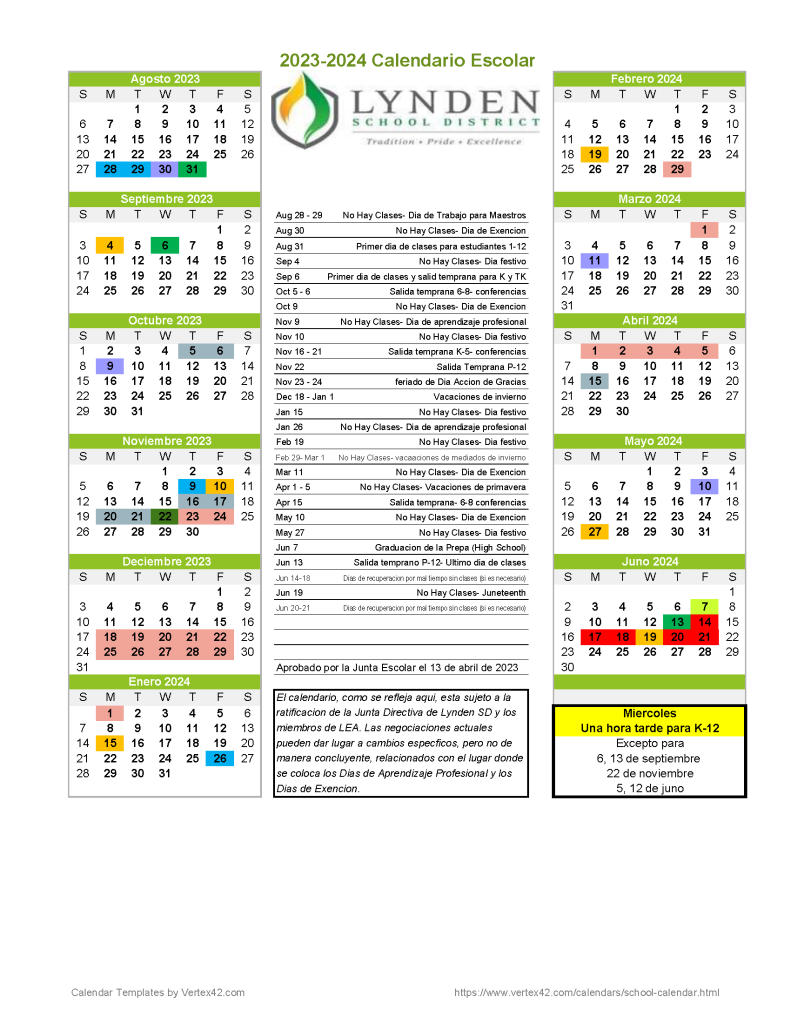 2023 2024 Academic Calendar Lynden School District