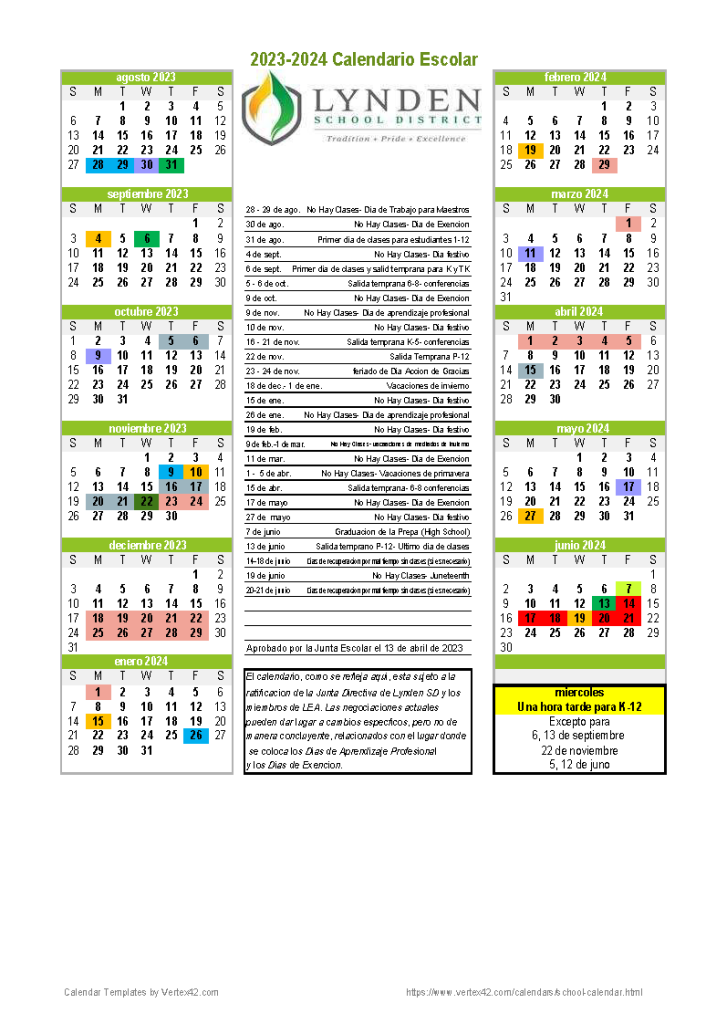 2023 2024 Academic Calendar Lynden School District