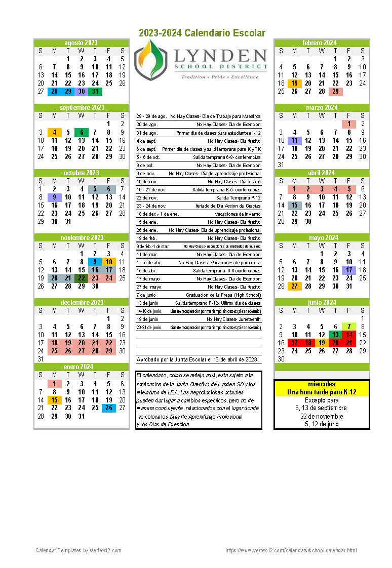 2023 – 2024 Academic Calendar – Lynden School District 2023 – 2024 Academic Calendar – Lynden School District
