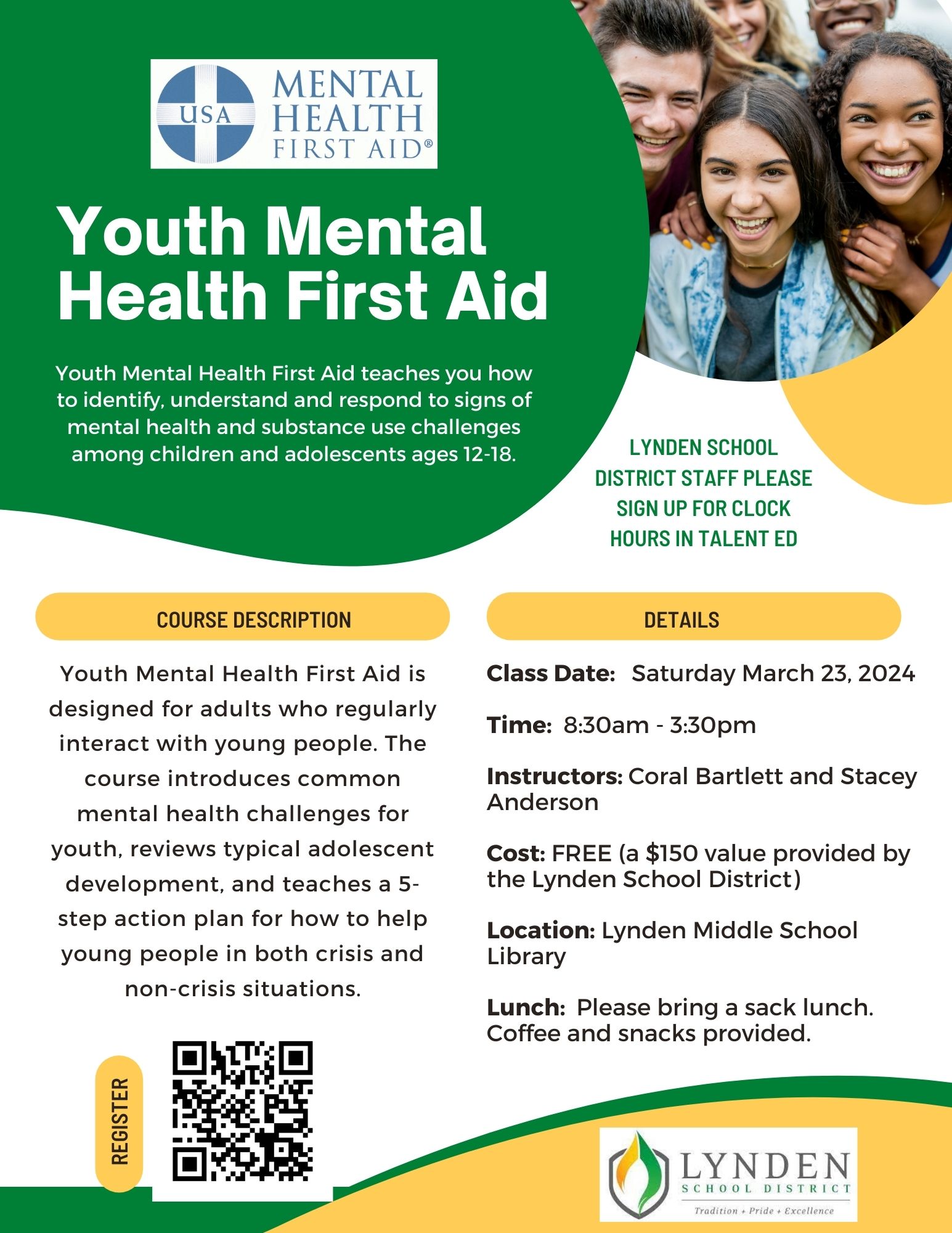 Free Youth Mental Health First Aid Course – Lynden School District